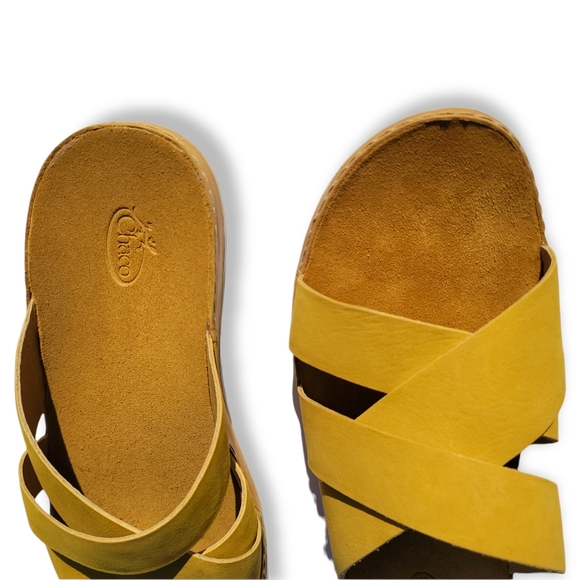 CHACO Leather Wayfarer Slide’s Womens Yellow Slip-on Sandal - Picture 5 of 16